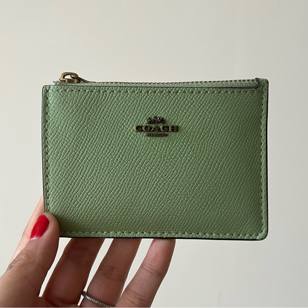 Coach Light Green (Pistachio) Leather Card Holder